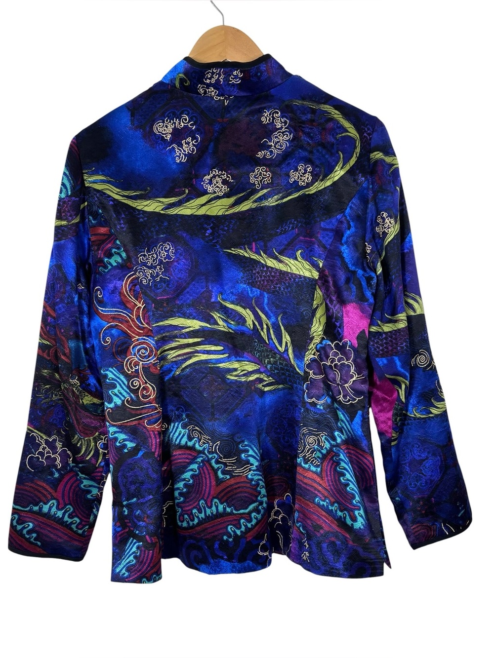 Vintage Chico’s 100% Silk Asian Print Frog Closure Jacket Size 1 (M) - Picture 4 of 8